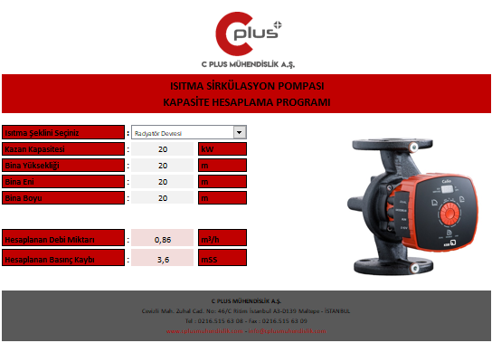 Sirkülasyon Pompası Hesaplama Programı