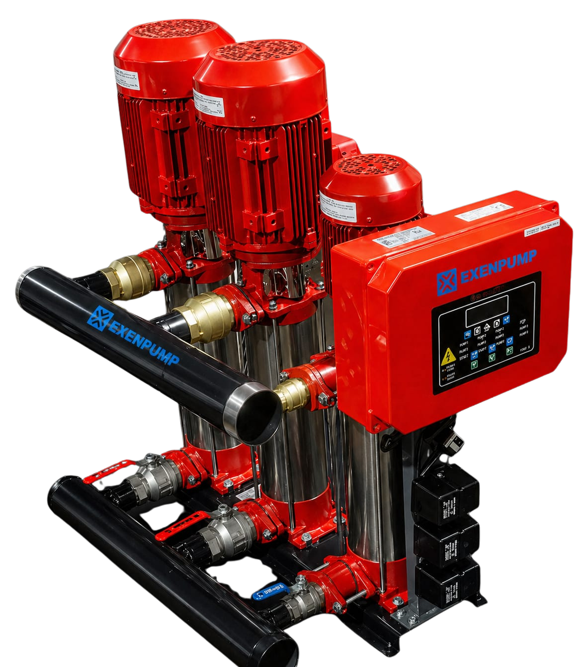 EXDP-Y 2/908-J210 (2x12m³/h-80mSS+2m³/h-90mSS) 2 Elektrik + 1 Jokey Yangın Hidroforu