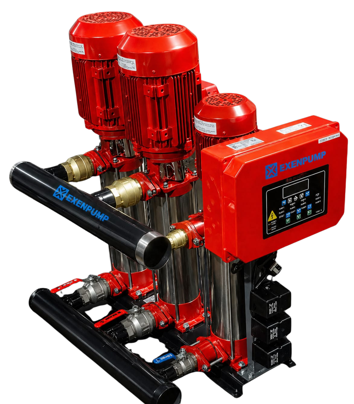 EXDP-Y 2/1508-J210 (2x21m³/h-70mSS+2m³/h-90mSS) 2 Elektrik + 1 Jokey Yangın Hidroforu