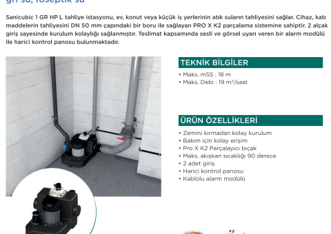 SANICUBIC 1 GR HP L Tanklı Atık Su Tahliye Ünitesi