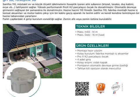 SANIFOS 110 Zemin Altı Atık Su Terfi İstasyonu