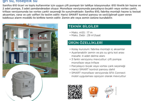 SANIFOS 610 2 VX S Zemin Altı Atık Su Terfi İstasyonu