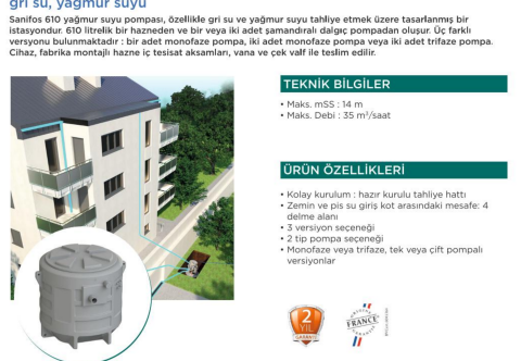 SANIFOS 610 1 SLD S Zemin Altı Yağmur Suyu Terfi İstasyonu
