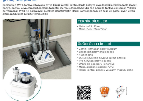 SANICUBIC 1 WP L Tanklı Atık Su Tahliye Ünitesi