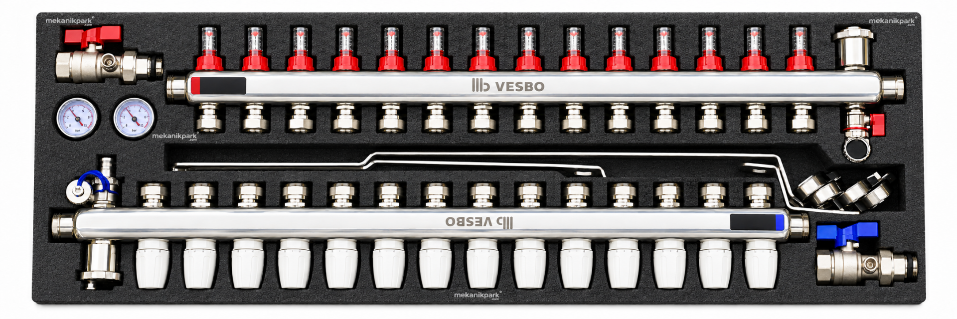 Vesbo Comfort X 14 Çıkışlı Paslanmaz Çelik Debi Ayarlı Kollektör Seti