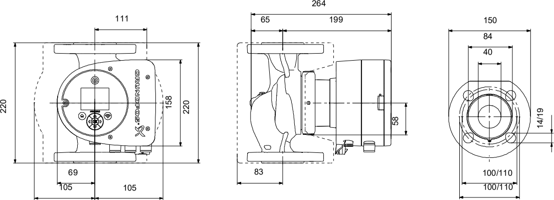 MAGNA3 40-60 F teknik boyut çizimi