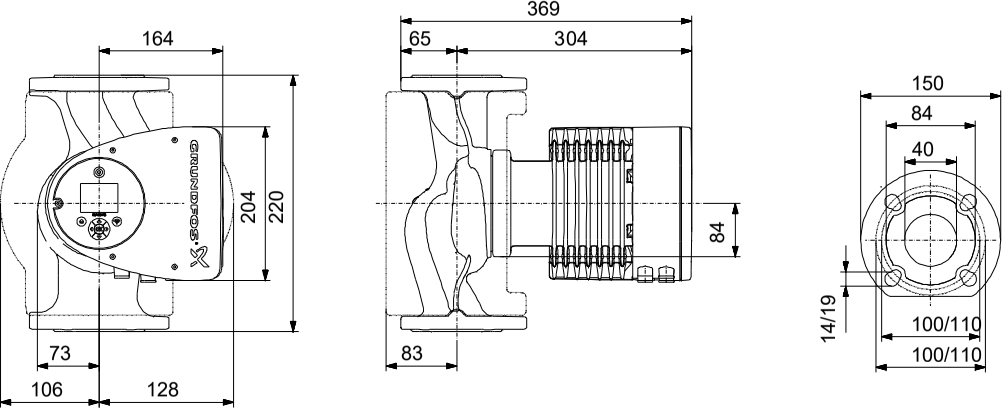 MAGNA3 40-100 F teknik boyut çizimi