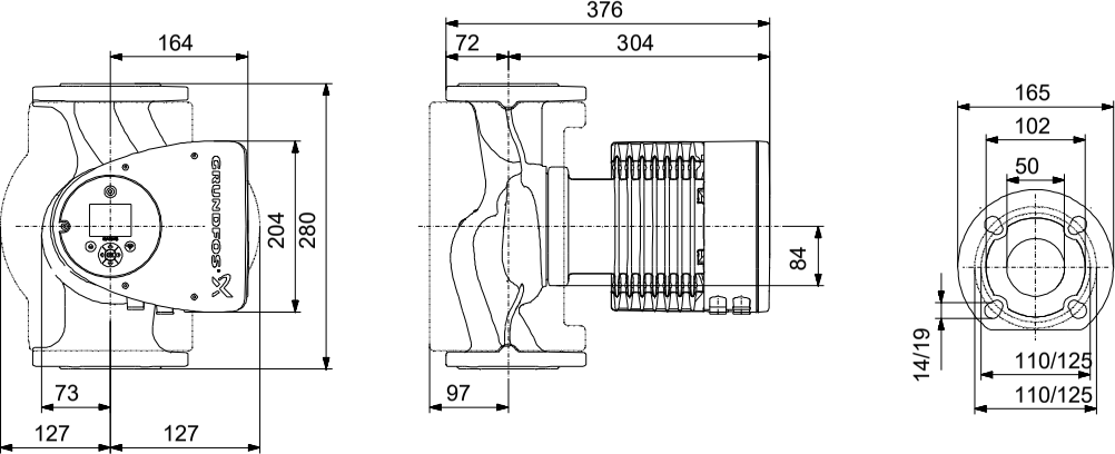 MAGNA3 50-120 F teknik boyut çizimi