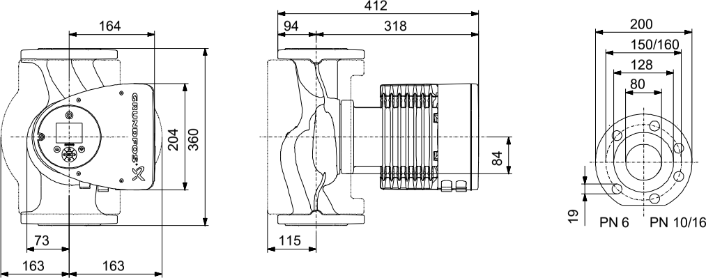 MAGNA3 80-100 F teknik boyut çizimi