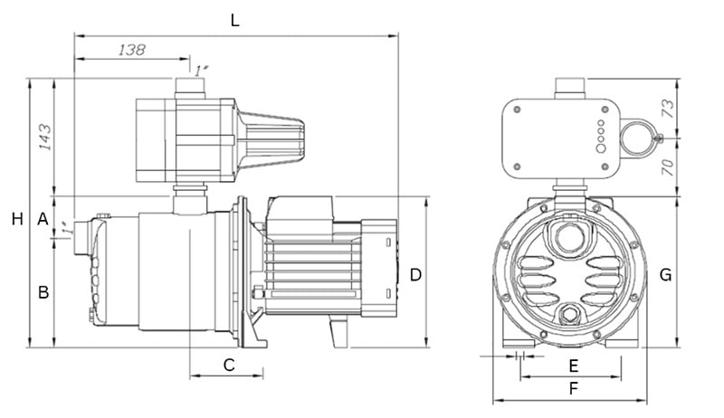 Initial Control SPS Silence yatay teknik ölçü çizimi